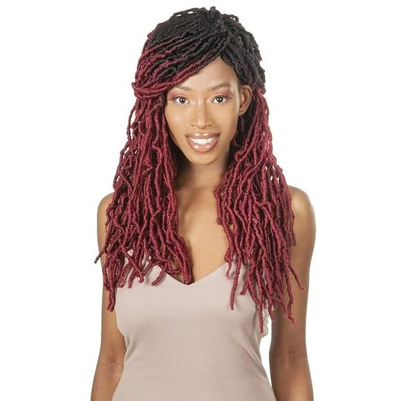 Nu Locs 2 packs Pre Loop Crochet Faux Locs 20" Ombre with Red Weave Extensions - Picture 1 of 7